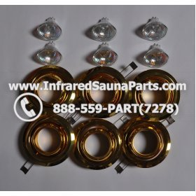 COMPLETE LIGHT ASSEMBLY 220V / 240V - COMPLETE LIGHT ASSEMBLY 6 HOUSING IN GOLD FINISH WITH 6 BULBS 220V / 240V 3